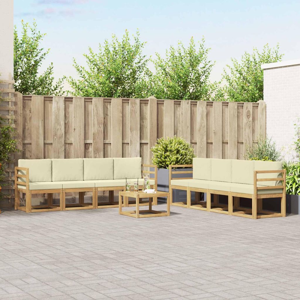 Möbel Outdoor-Sofagarnitur mit Kissen 9 pcs Weiß und CremeGartensofas - Gartensofas c3034