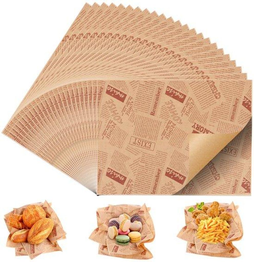 Papier 200 Blatt, 38x28cm, Sandwich, Essen, Inpacken, Deli