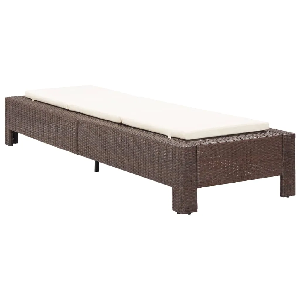 Chaise longue vidaXL en poly rotin marron avec support ergonomique