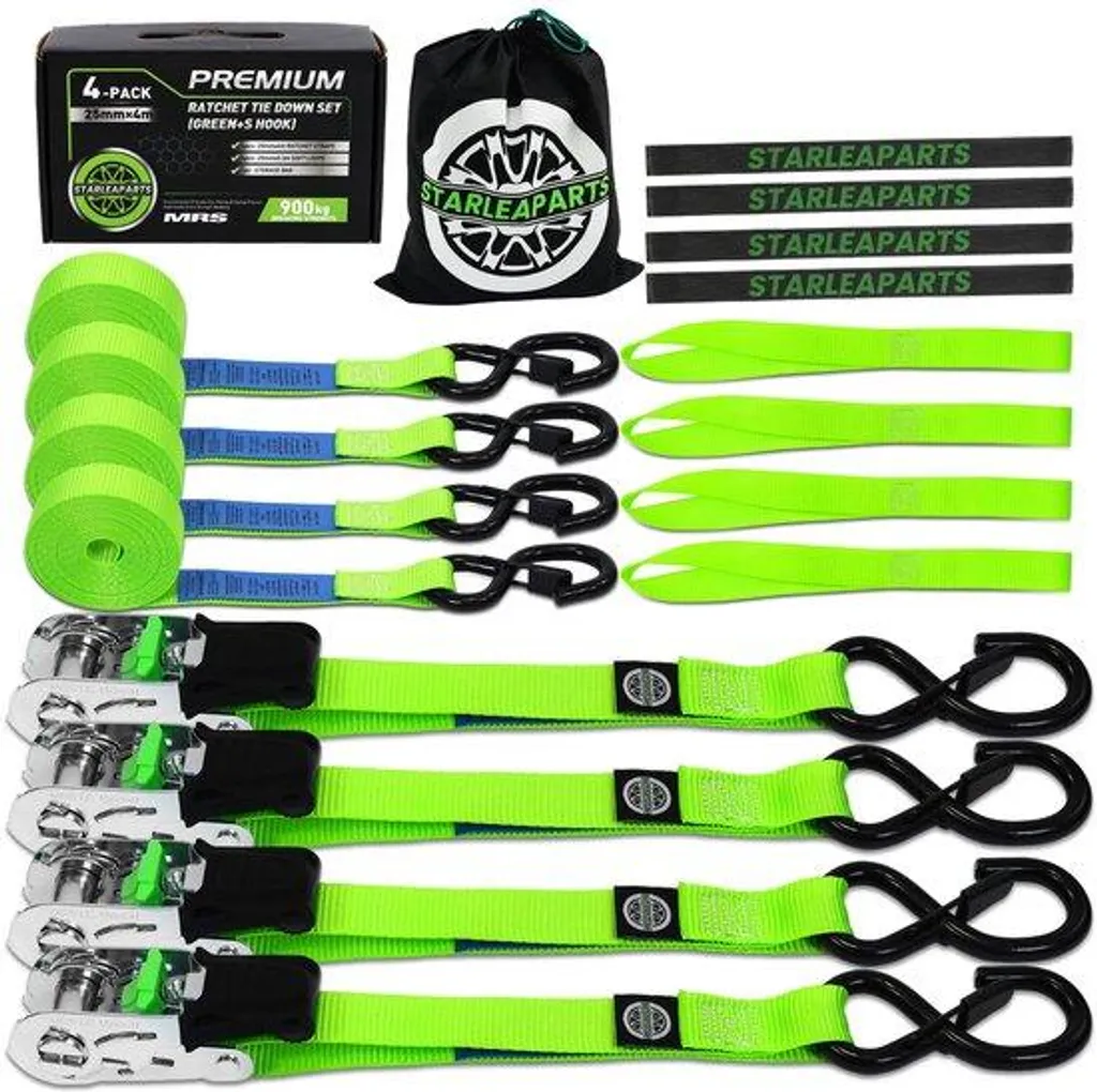 Lot de 4 sangles d'arrimage pour moto et camion, charge 900kg, 4m