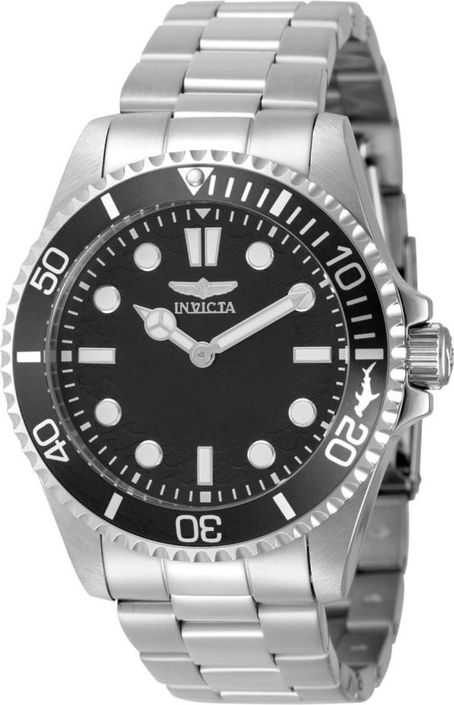 Invicta Pro Diver 49693 Herren uhr - Wasserdicht - Analog - Quarzuhrwerk - Edelstahl mit schwarzen zifferblat - 43mm