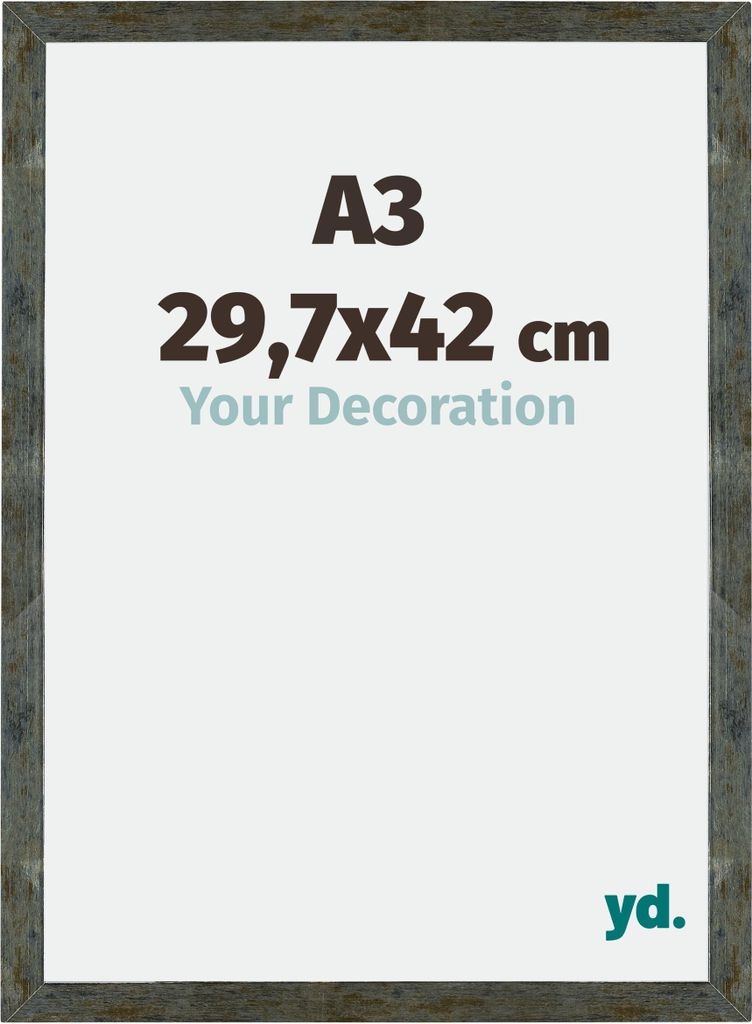 Bilderrahmen, 29.7x42 cm, Blau Gold Meliert, MDF, Mura