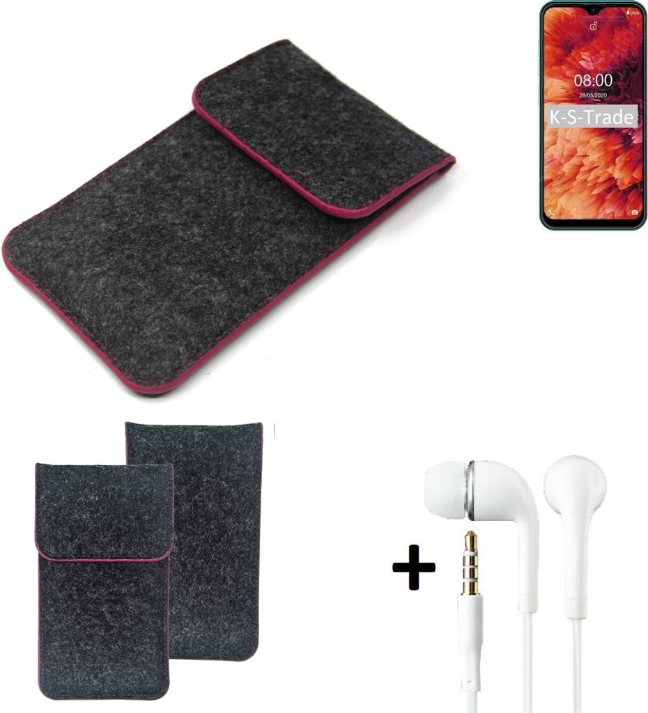 K-S-Trade Handy Hülle Schutz Hülle kompatibel mit Ulefone Note 8P Schutzhülle Handyhülle Filztasche Pouch Tasche Case Sleeve Filzhülle dunkelgrau