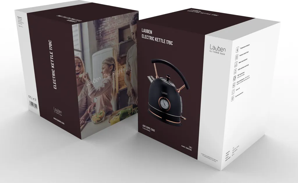Bouilloire 1.7L Lauben LBNEK17BC 2200W Chauffe Rapide et Sans Fil Noir - 7