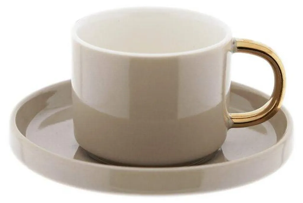 Tasses à moka pour réception : 12 pièces porcelaine chic taupe et or