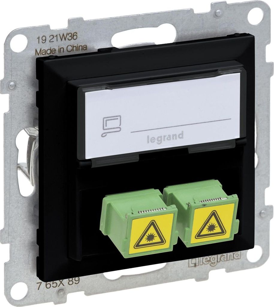 Legrand SEANO SC/APC Monomode Glasfaser-Steckdose, 2 Glasfaserkabel, Duplex Adapter, Schwarz, 765389