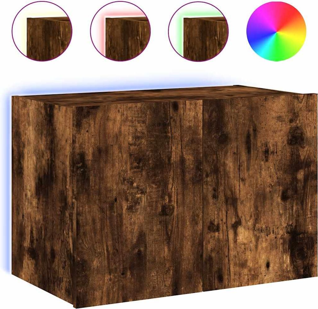 vidaXL TV-Wandschrank mit LED-Leuchten Räuchereiche 60x35x41 cm