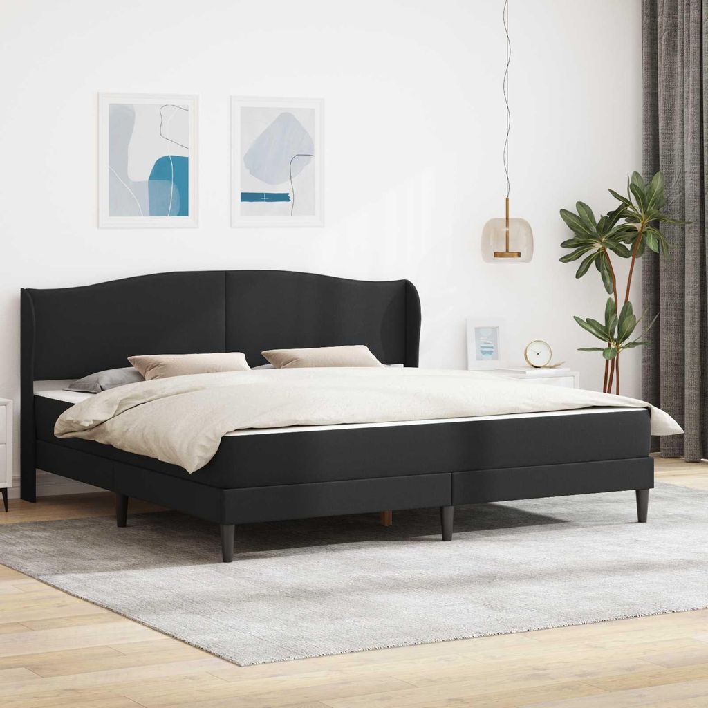Möbel Bettrahmen mit Kopfteil Schwarz 200 x 200 cm KunstlederKlassische Betten - Klassische Betten c4791