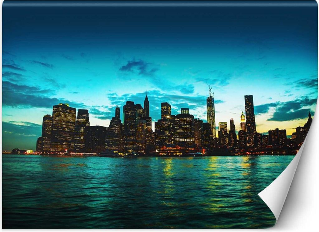 Vlies fototapete Manhattan bei Sonnenuntergang 150x105 cm Feeby Blau inkl. Kleber einfache Montage