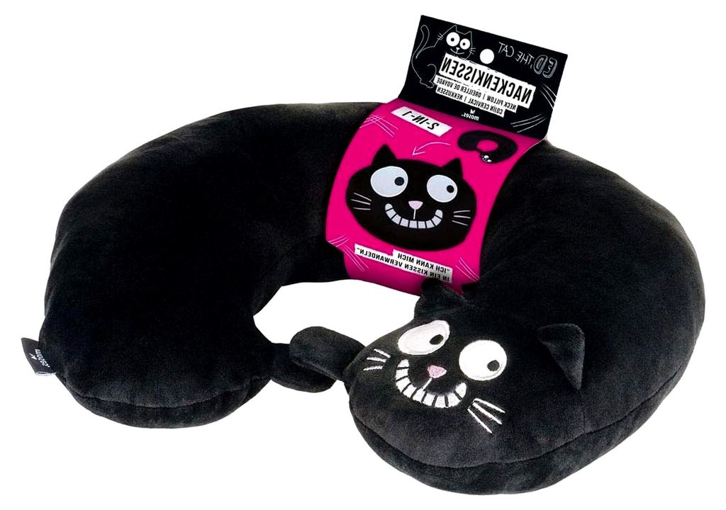 . Ed, The Cat Nackenkissen | 2-in-1 Nackenhörnchen und Kopfkissen für Reisen | In Katzen-Form Reisekissen, 28 cm, Schwarz