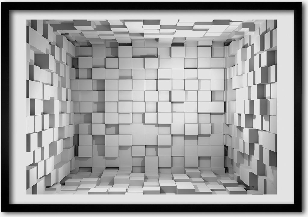 Bild - Bilderrahmen - 100 cm x 70 cm - MDF - Rahmen - Foto - Wandkunst Würfel