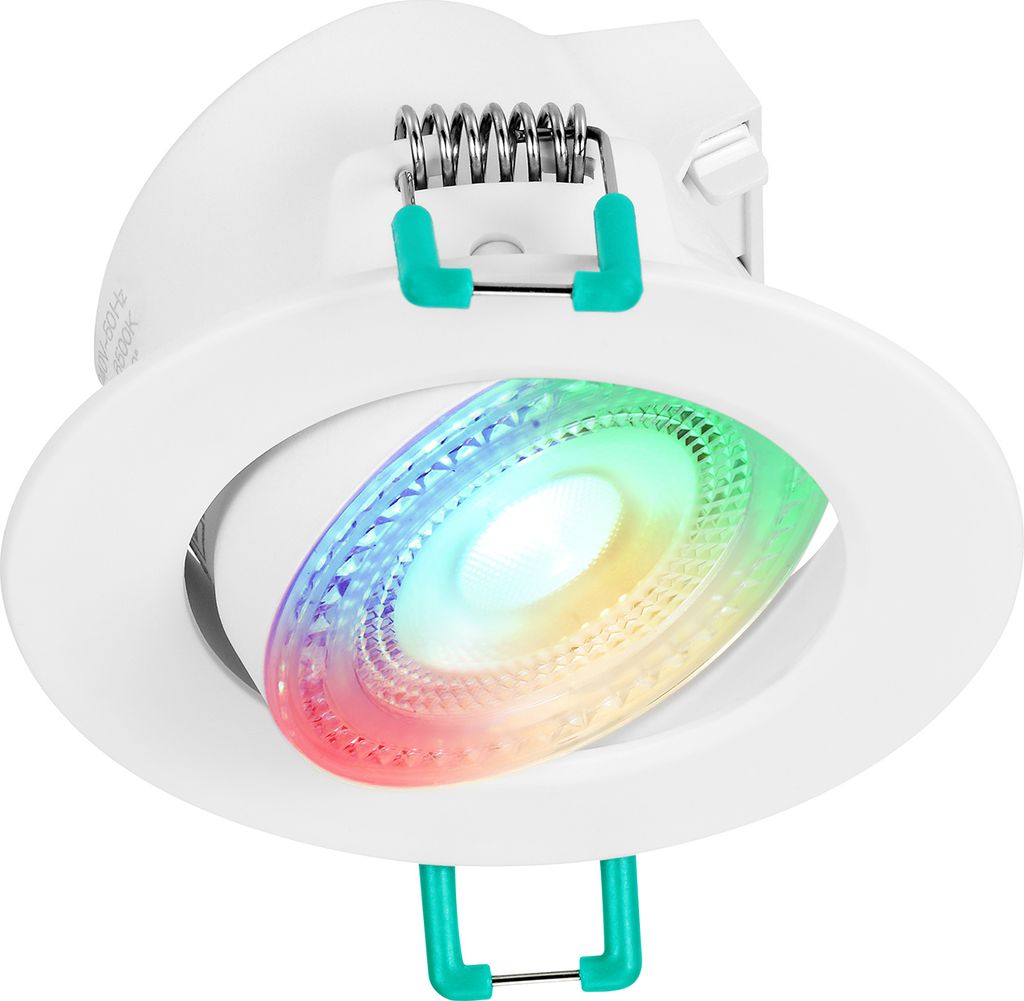 SYLVANIA Smart LED Einbaustrahler 230v | 16 Mio. Farben + Warm - Tageslichtweiß | RGB Spot dimmbar Ø 68 mm | Deckenleuchte kompatibel mit App, Al...
