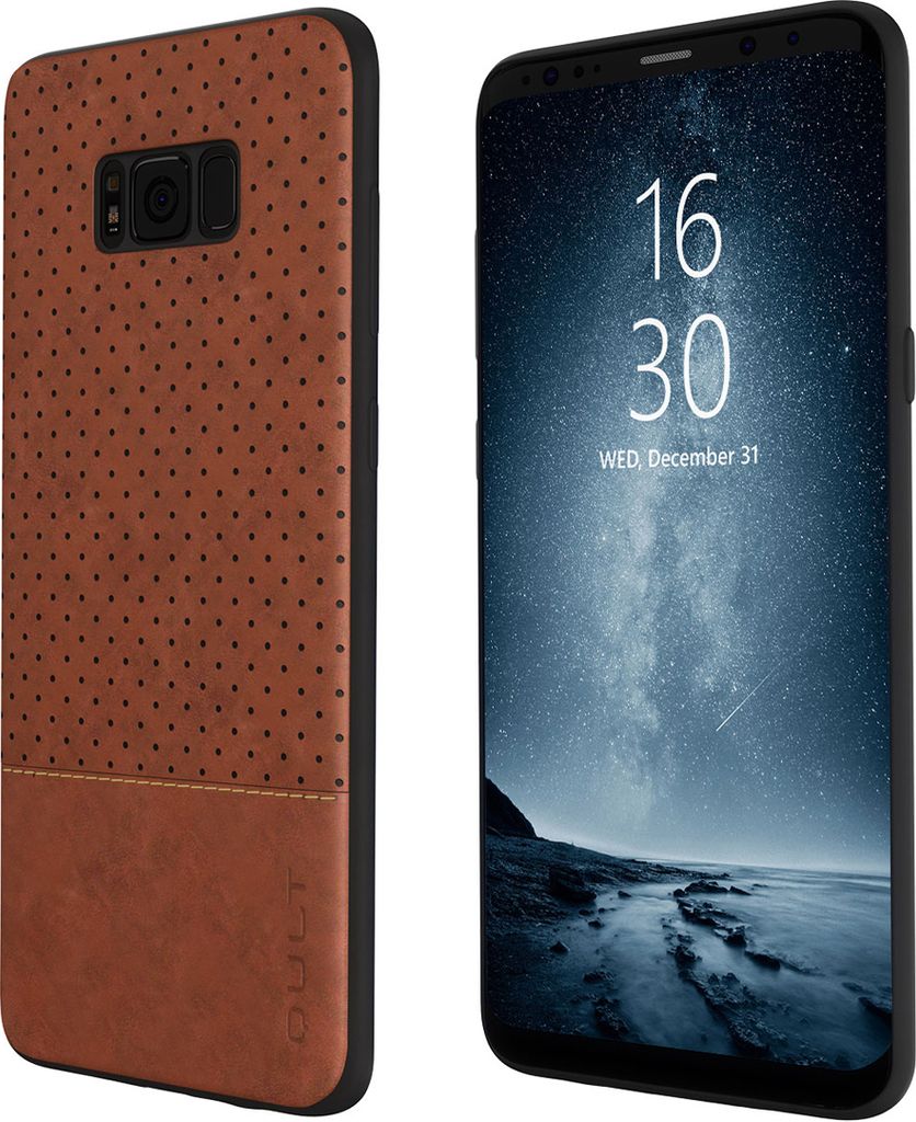 wortek Samsung Galaxy S9 Hülle Schutzhülle | Hybrid Case Kunstleder + Silikon TPU Tasche Cover | Braun