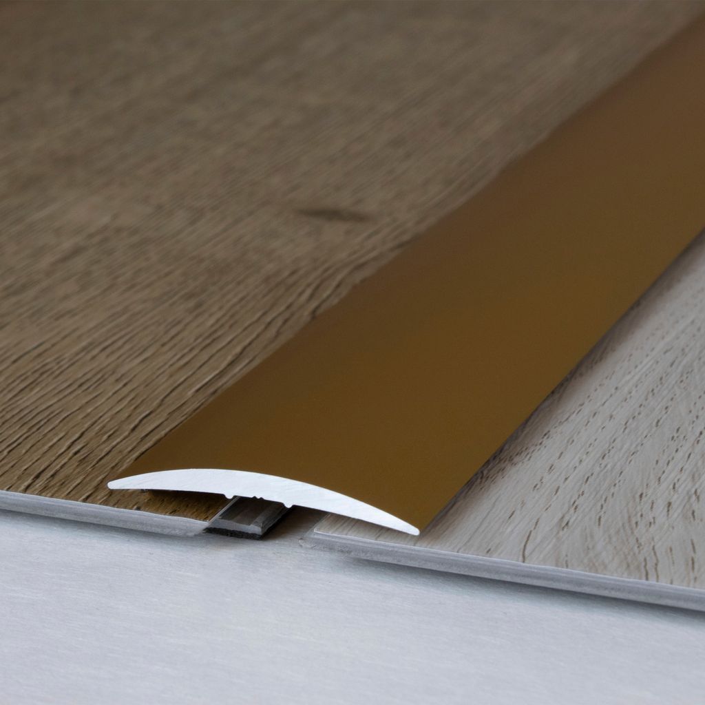 PROVISTON | Übergangsprofil | Aluminium eloxiert | Goldfarbig | Breite 37 mm | Höhe 4.5 mm | Länge 1000 mm | Seitlich Gebohrt | Übergangsschien...