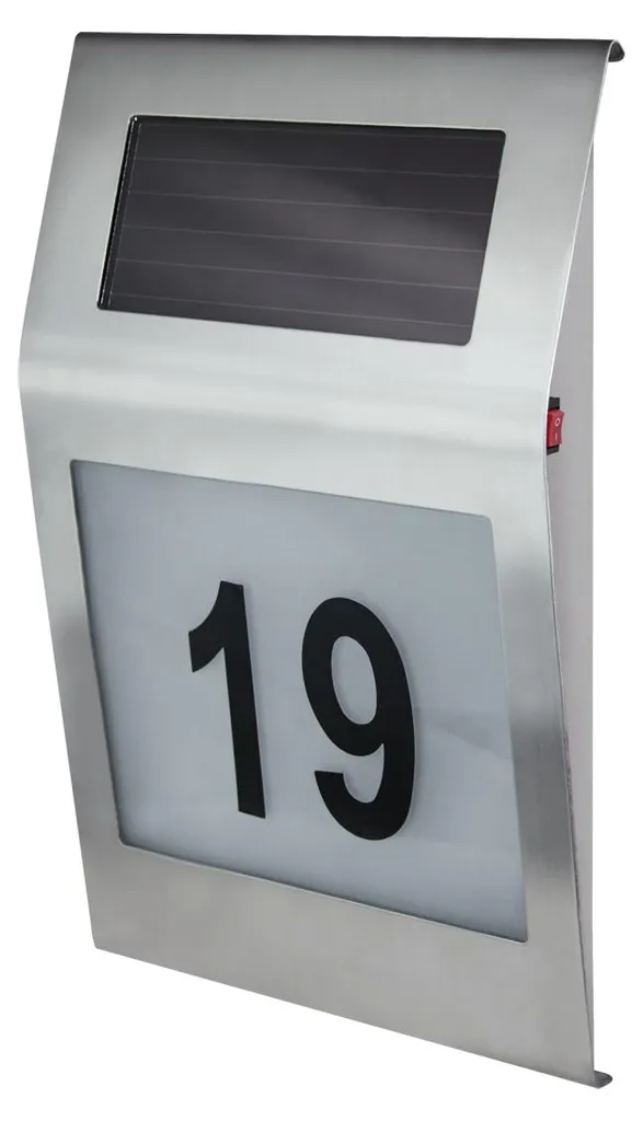 Numéro de maison solaire pour boîte aux lettres et façade LED blanc froid