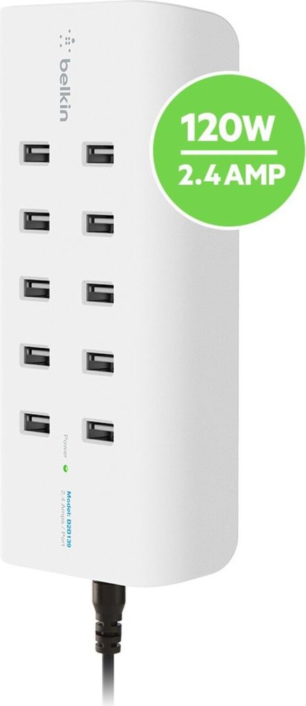 Belkin Rockstar 10-Port USB-Lad. 120W, 2,4A je Port,weiß Produktbild 