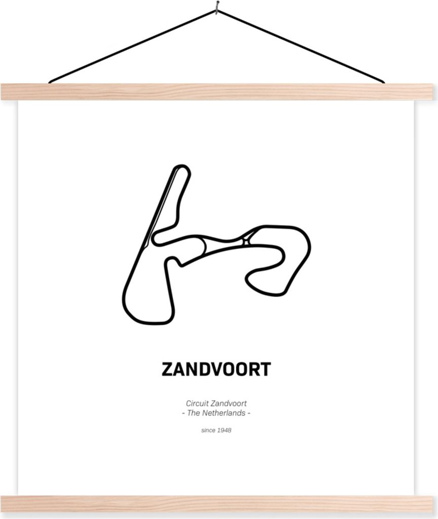 MuchoWow Textilposter Rennstrecke - Zandvoort - Formel 1 120x120 cm mit holzfarbenen Rahmen - Textil-Poster