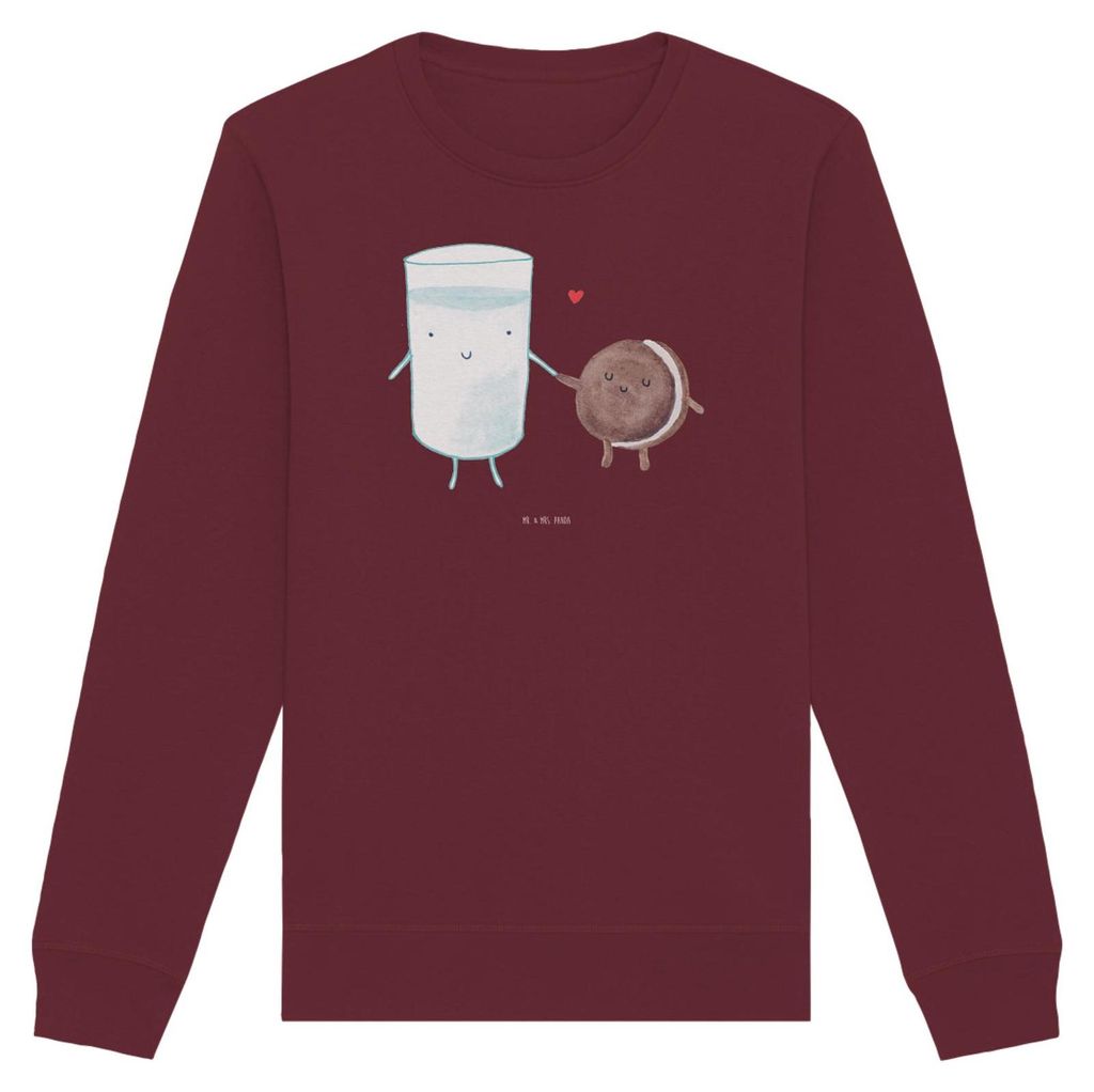Mr. & Mrs. Panda Bio Baumwoll Pullover Milch Keks Größe XL - Burgundy - Geschenk, Kekse, Cookie, Milk, Kaffee, Lustige Sprüche, Sweater, Sweatsh...