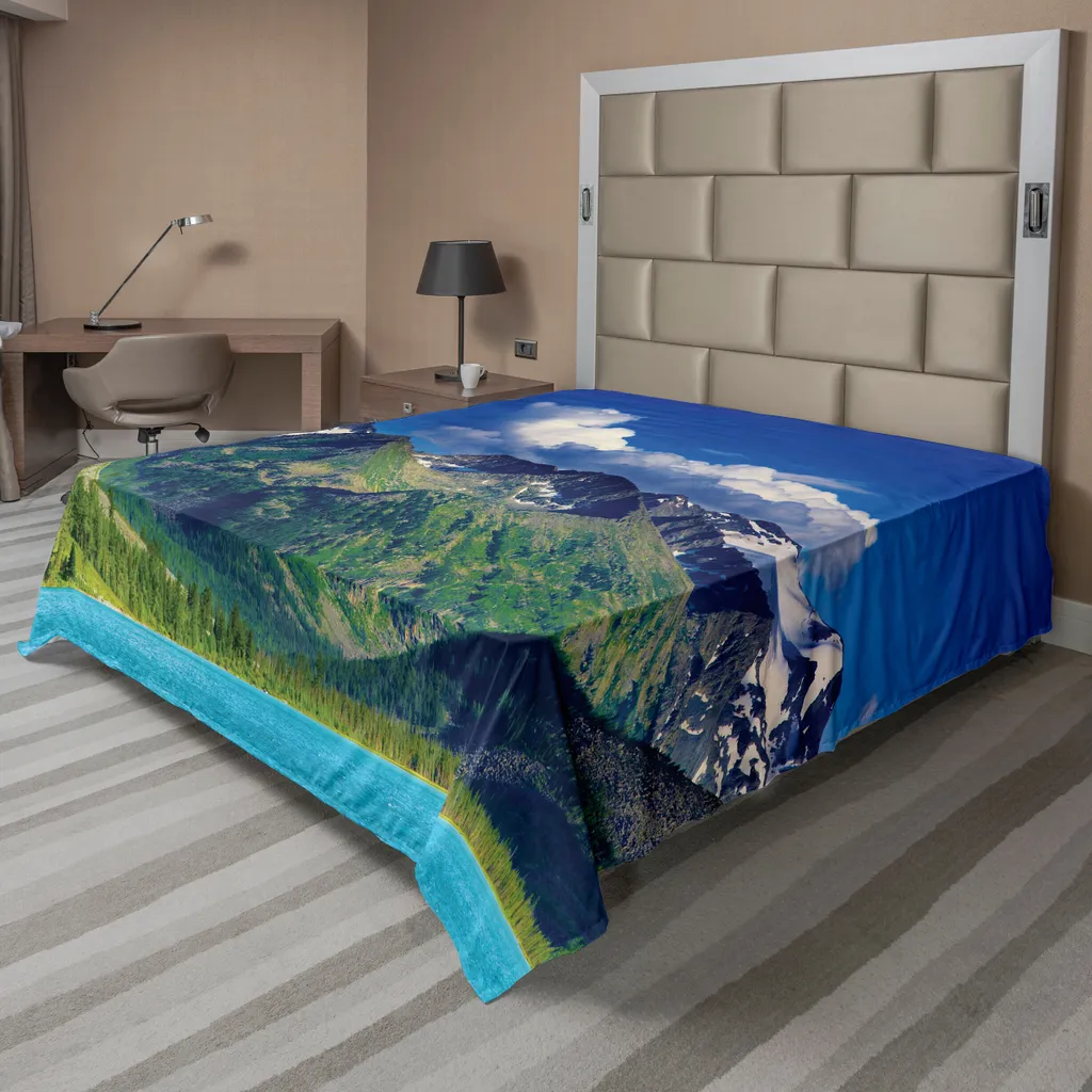 Drap de lit imprimé montagne et paysage d'été haute qualité 244cm