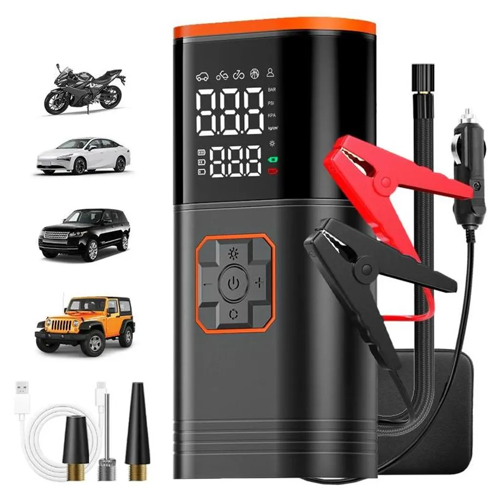 Compresseur de pneus portable 6V ABS noir pour voiture et vélo CP-90