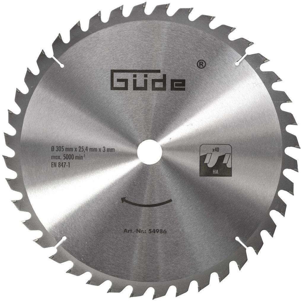 GÜDE Holzsägeblatt HM 305x25,4 mm - 40 Zähne - Ersatzblatt Produktbild 