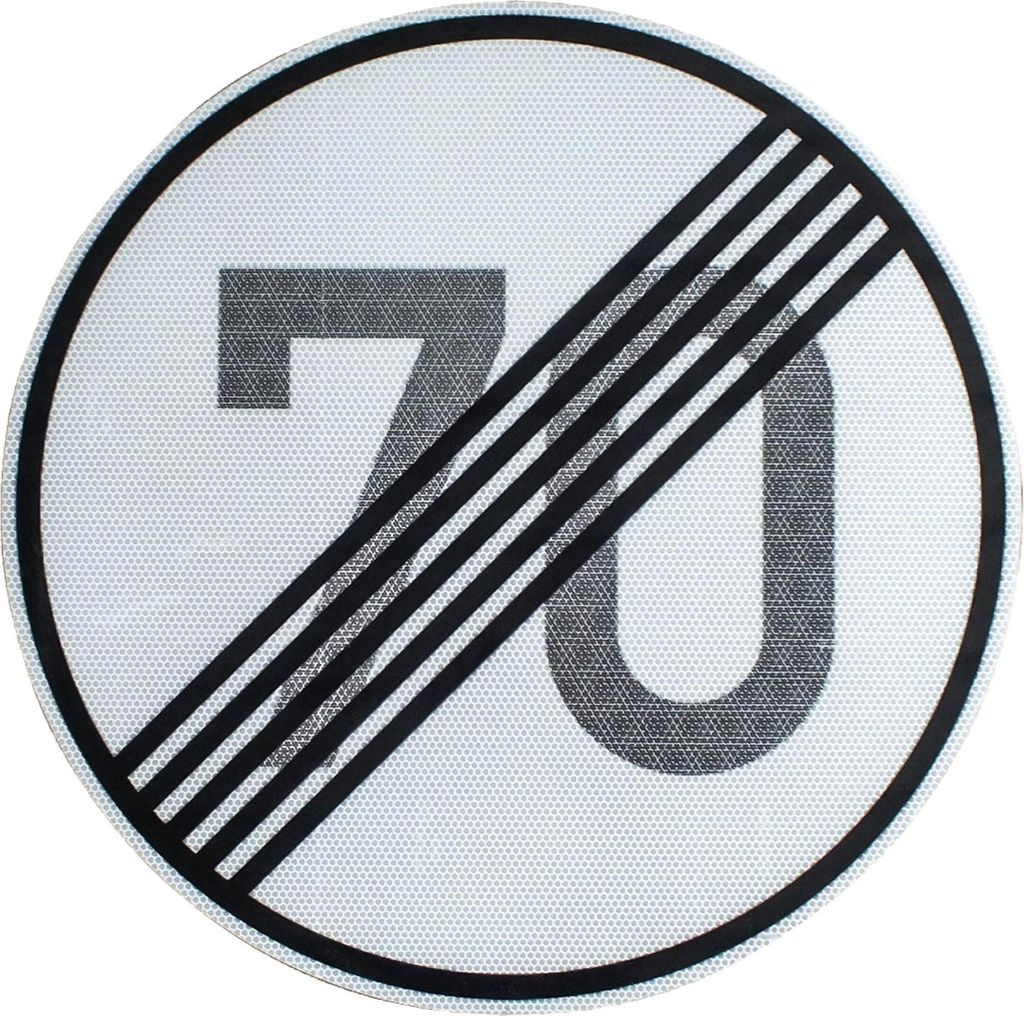 Original Verkehrszeichen Nr. 278-70 ENDE 70 km/h Geburtstagsgeschenk RAL StVO Verkehrsschild Straßenschild Schild Schilder Straßenschilder 600 mm...
