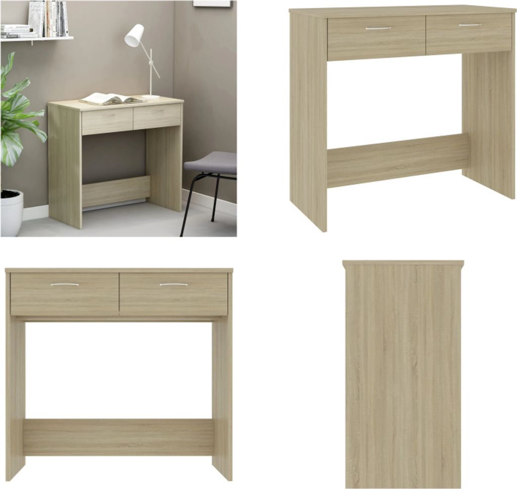 vidaXL Schreibtisch Sonoma Eiche 80x40x75 cm Holzwerkstoff - Schreibtisch - Schreibtische - Computertisch - Computertische