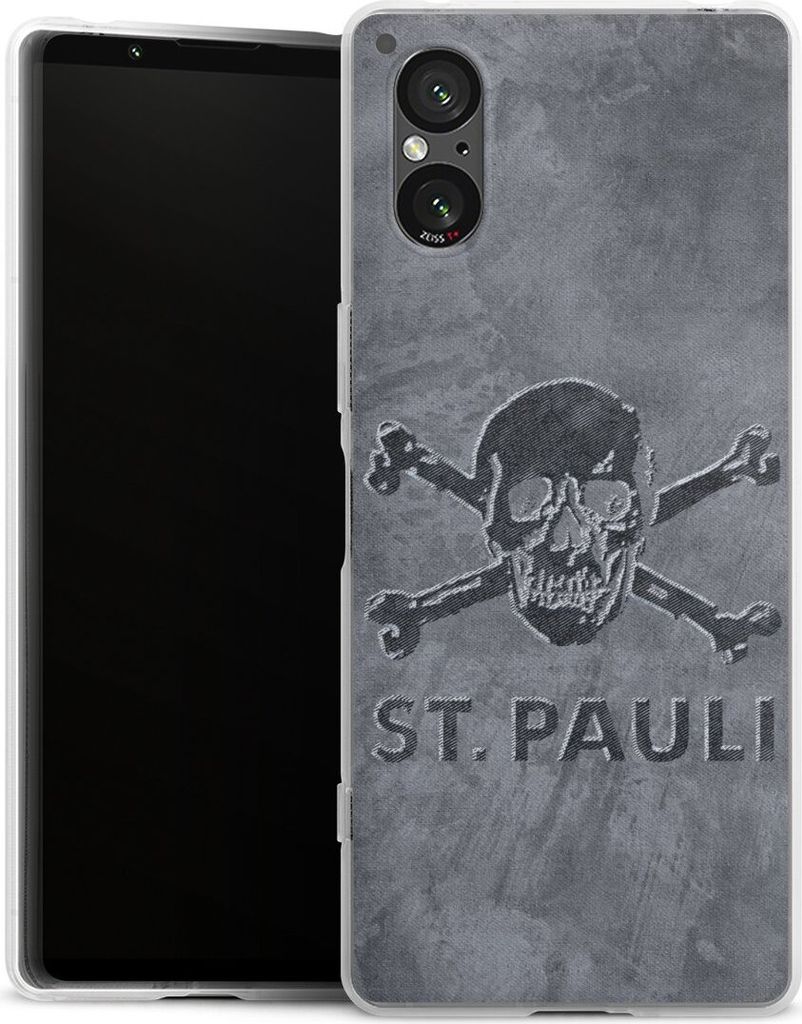 DeinDesign Handyhülle für Sony Xperia 5 V Silikon Hülle Case Smartphone Schutzhülle Beton FC St. Pauli Logo