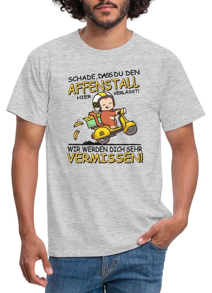 Spreadshirt Abschied Kollege | Affenstall Verlassen Männer T-Shirt, 3XL, Grau meliert