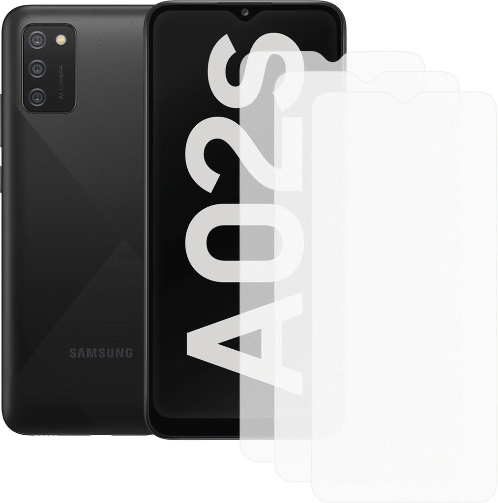 Drei Stück (3x) Display-Schutzfolie Displayschutz-Glas 9H Glas für Samsung Galaxy A02s