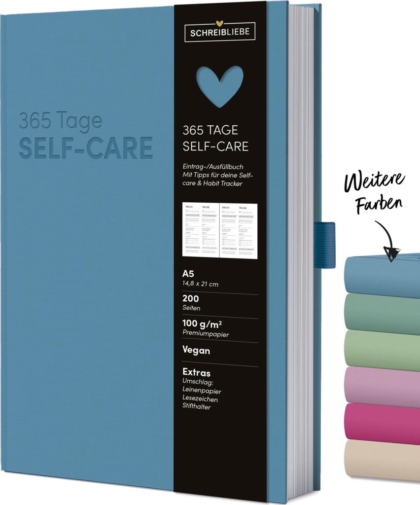 Korsch Selfcare-Tagebuch für tägliche Achtsamkeit und Wohlbefinden, Farbe Aqua