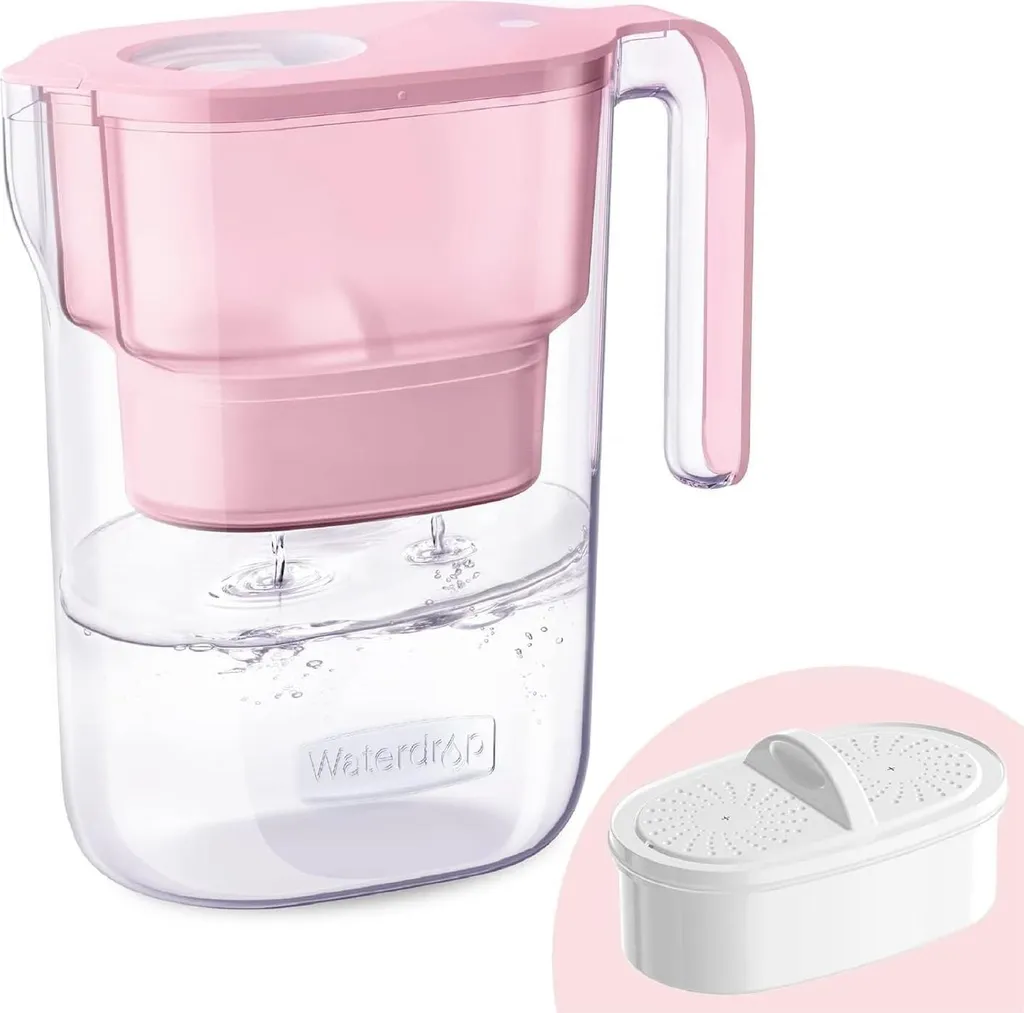 Carafe filtrante Elfin rose 2,5L contre le goût de chlore et calcaire