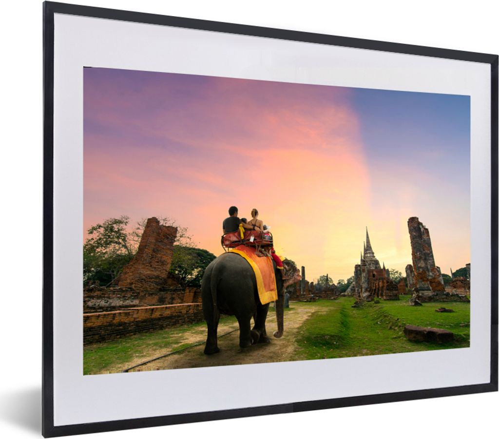 MuchoWow MuchoWow Gerahmtes Poster Elefant - Tiere - Dorf - Natur 60x40 cm - Poster mit zchwarzem Bilderrahmen - Schlafzimmer - Plakat in Rahme...