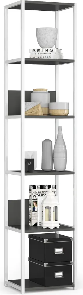 BDW Étagère Loft Moderne en Métal Blanc et Gris - Rangement Design
