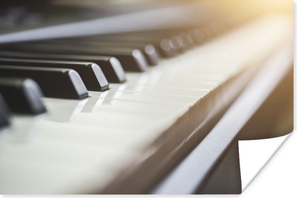 MuchoWow Poster Die weißen Tasten eines Klaviers 90x60 cm - Schlafzimmer