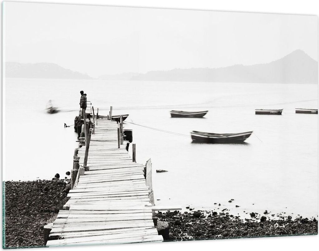 Bilder auf glas - Fußgängerbrücke See hongkong - 120x80cm - Glasbilder - Wandbilder - Kunstdruck - zum Aufhängen bereit - Wanddekoration aus Gl...