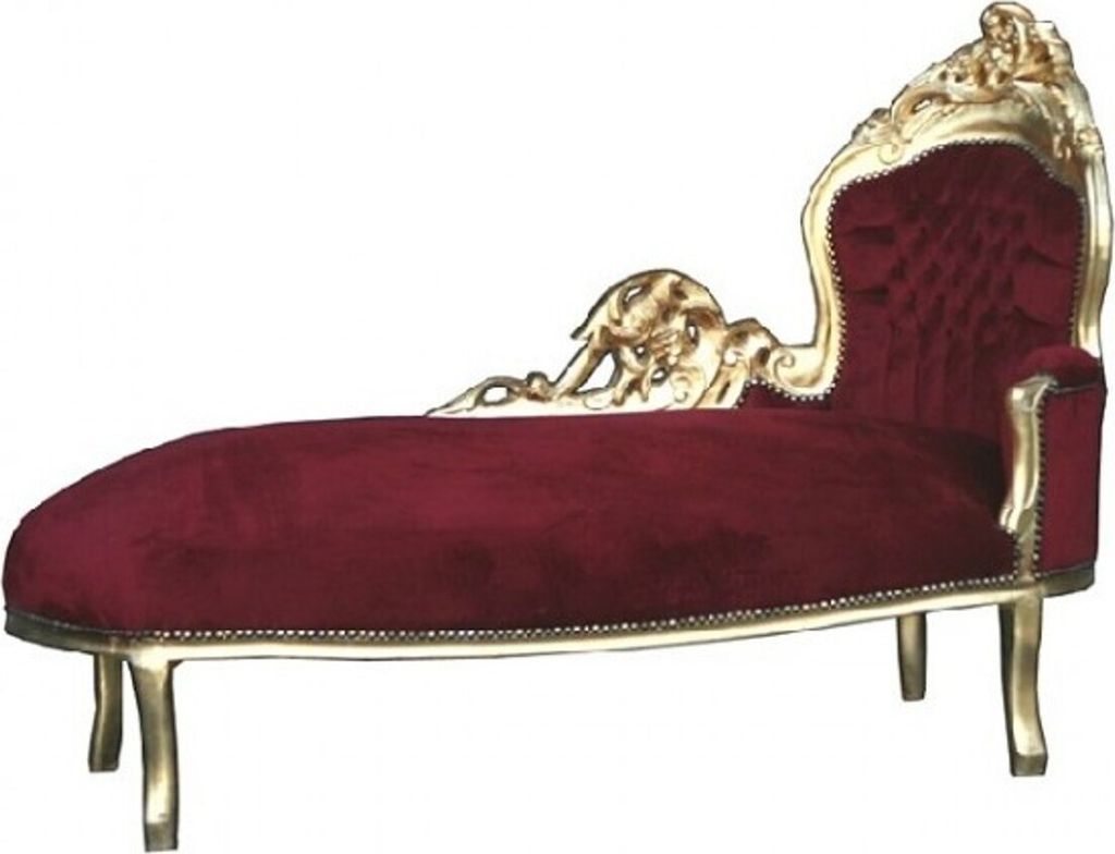 Casa Padrino Barock Chaiselongue "King" Bordeaux/Gold - Recamiere Wohnzimmer Liege