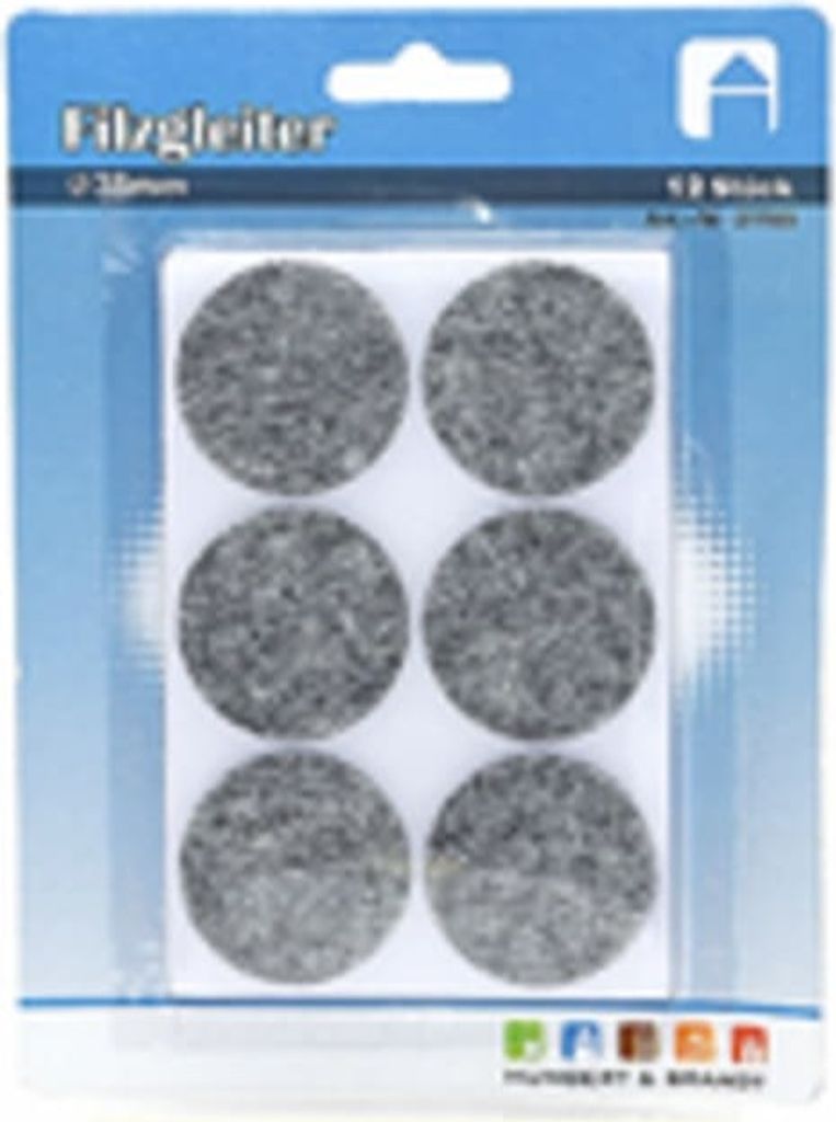 12 plstěných kluzáků, Ø 38 mm, kulaté pro židle, stoly, Obrázek produktu 