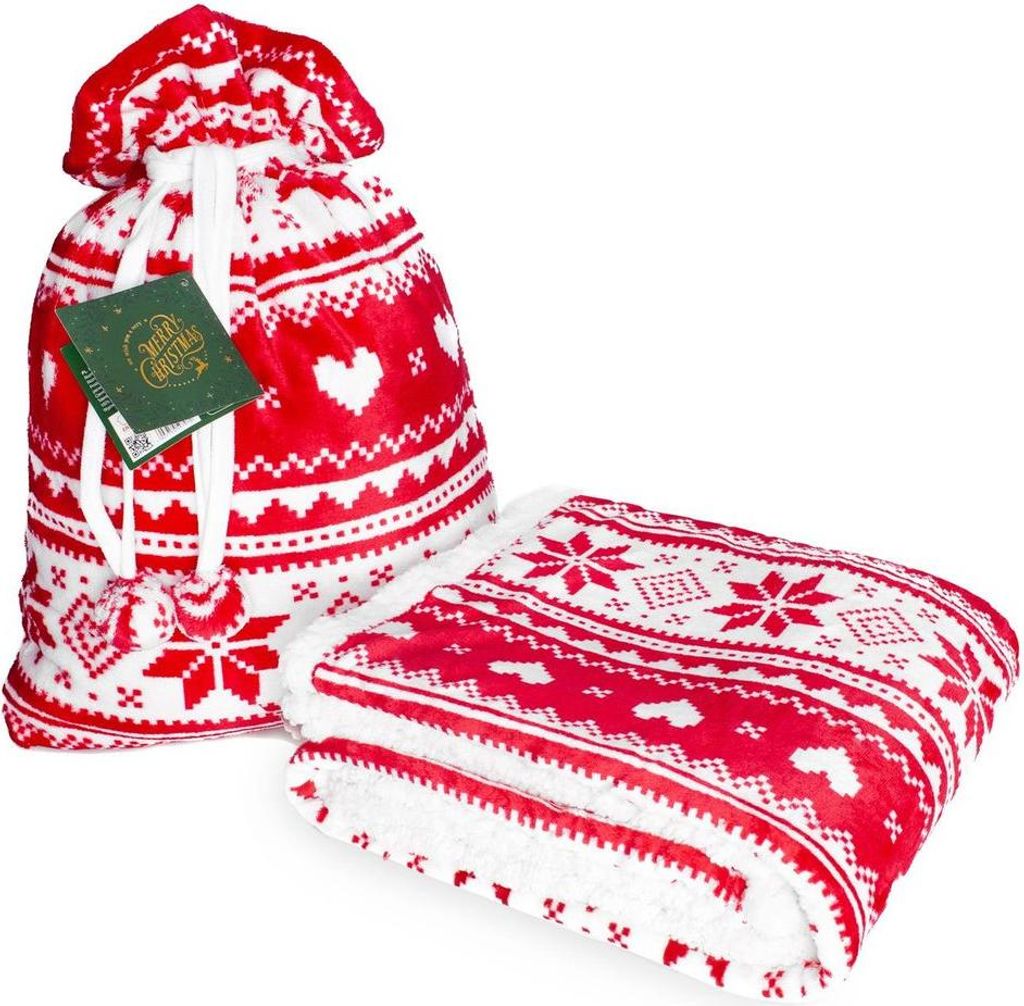 Kuscheldecke Wohndecke Geschenk im Sack Rot