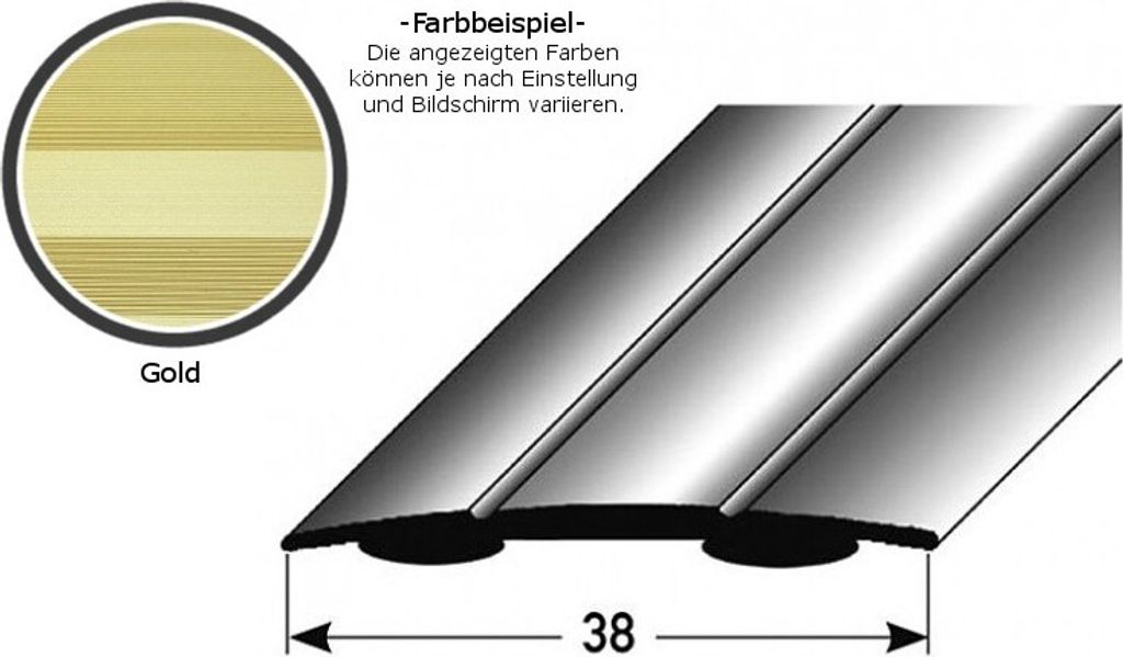 Übergangsprofil "Den Helder" / Übergangsschiene, 38 mm, Typ: 12 (Aluminium eloxiert):-goldfarbig-1000-selbstklebend