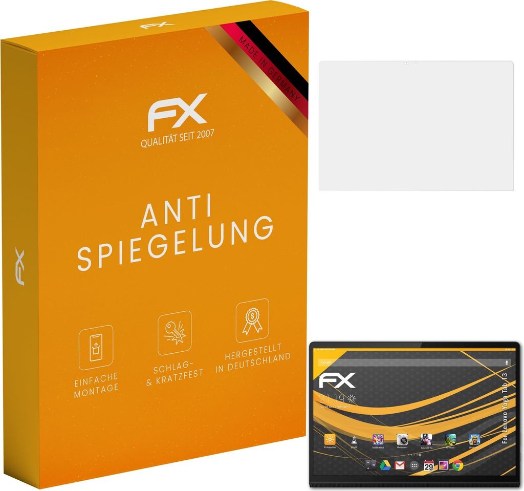 atFoliX FX-Antireflex 2x Schutzfolie kompatibel mit Lenovo Yoga Tab 13 Displayfolie