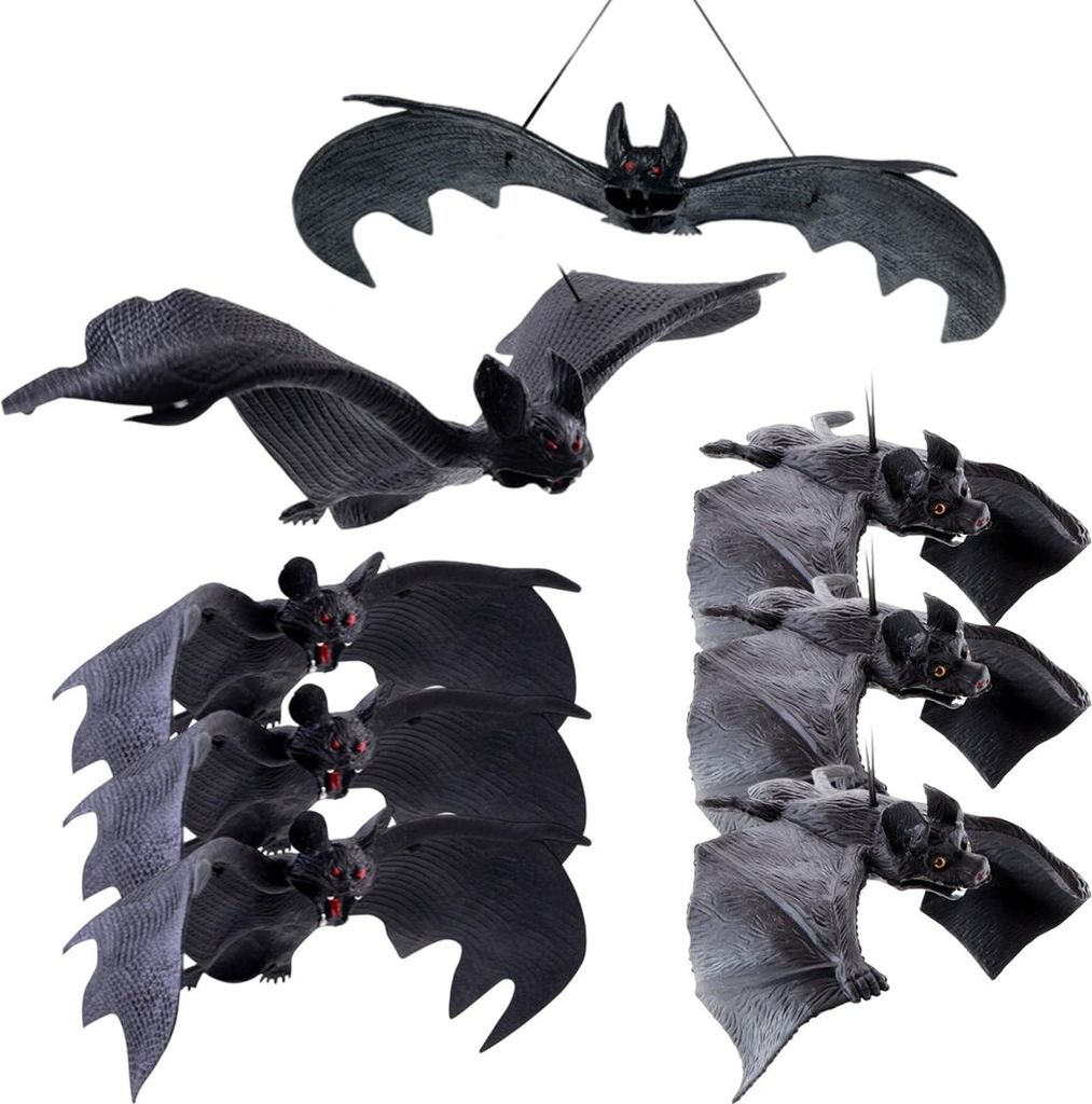 Halloween Deko Fledermaus Set, 8 Stück 3D Fledermäuse Hängend Gruselig Halloween Deko Outdoor Indoor, Horror Halloween Dekoration