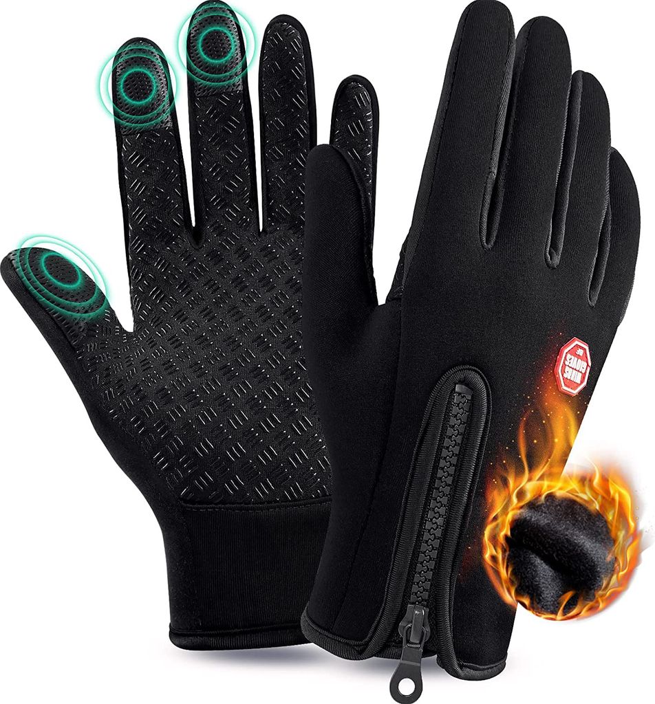 Fahrradhandschuhe Schwarz L-XL, Touchscreen, Damen Herren, Produktbild 