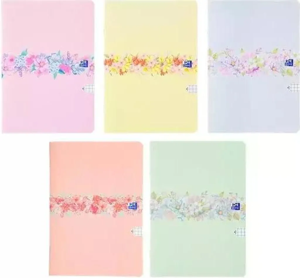 Confezione 5 Quaderni Oxford A5 Fiori per Scuola e Casa - Resistenti