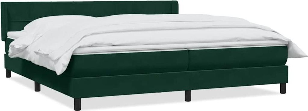 vidaXL Boxspringbett mit Matratze Dunkelgrün 180x220 cm Samt
