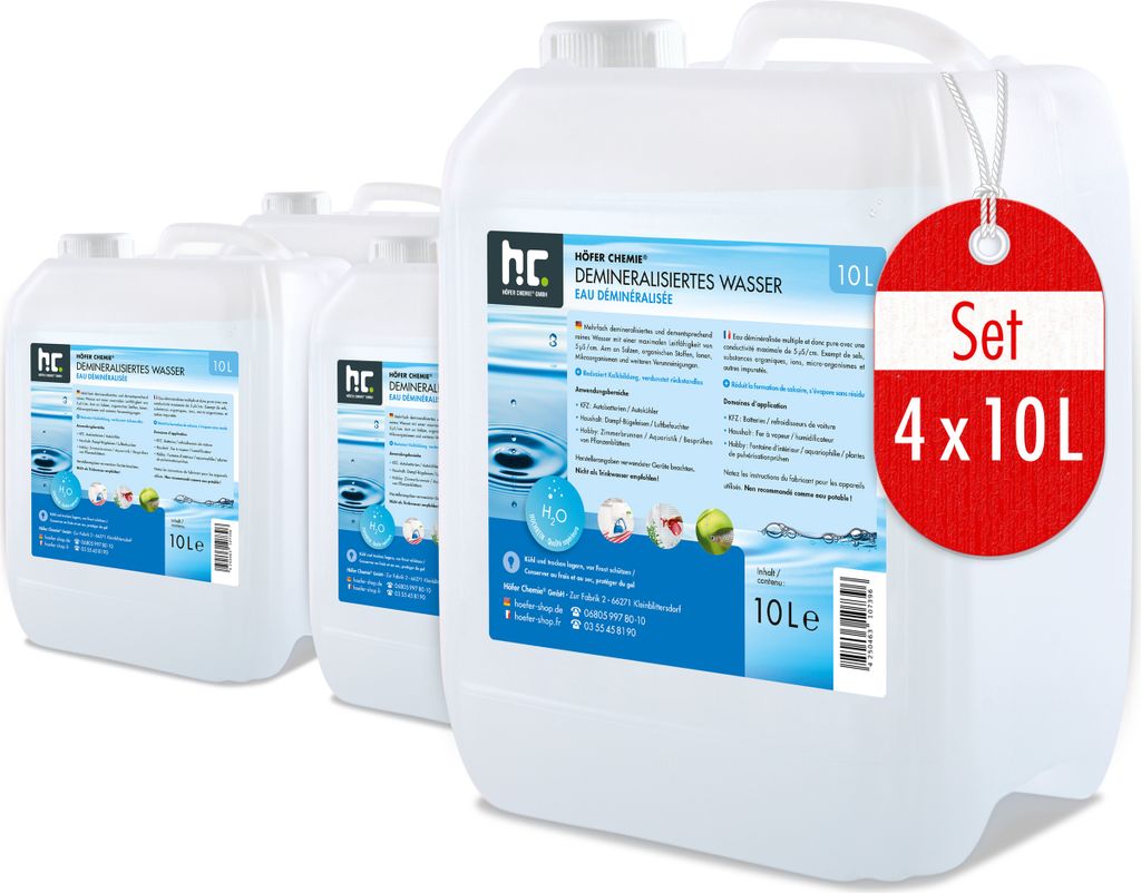 4x10 L hochreines Demineralisiertes Wasser in bester Produktbild 