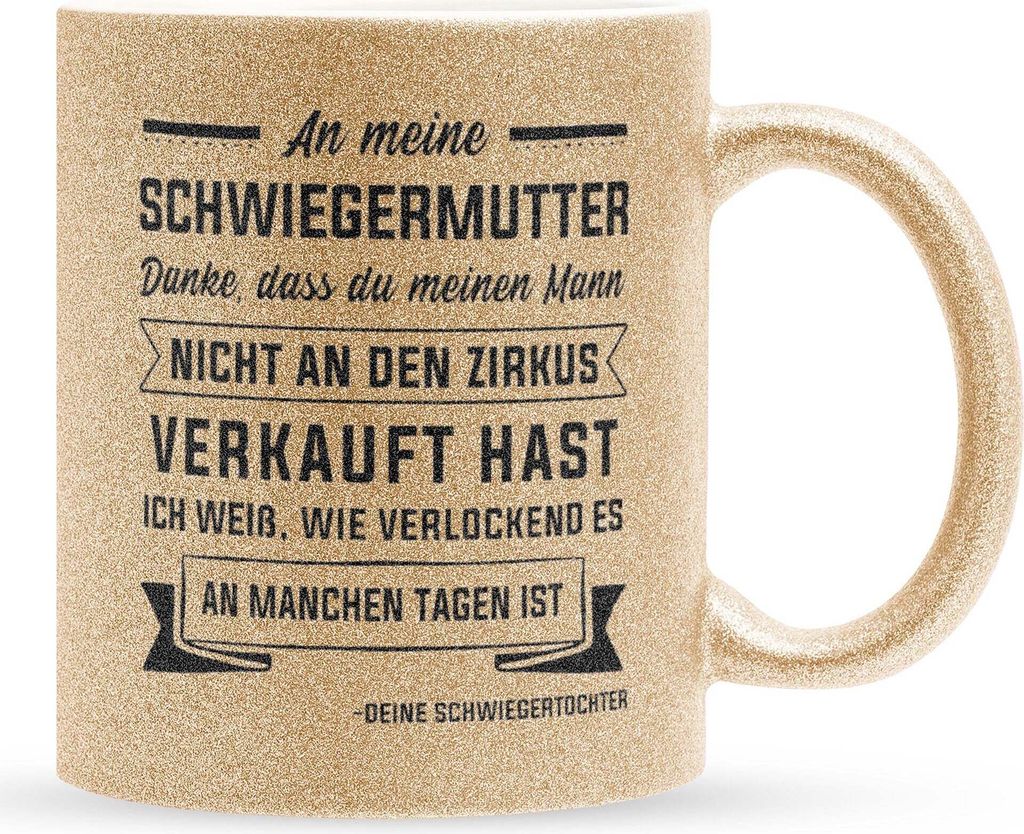 22Feels Glitzertasse Gold Schwiegermama Geschenk von Schwiegertochter Braut Mutter Des Bräutigams Hochzeit Geburtstag Weihnachten Muttertag Frauen...
