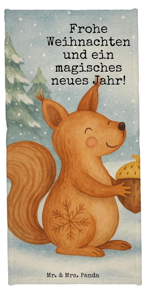 Mr. & Mrs. Panda Reisehandtuch Eichhörnchen Weihnachten Design - Eisblau - Geschenk, Vogel, Frohe, Duschtuch, Frottier, sporthandtuch, Frohes Neue...