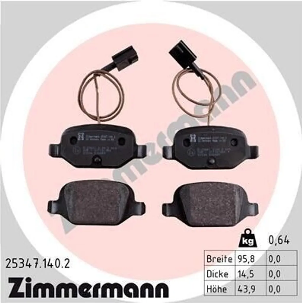 Plaquettes de frein Zimmermann 25347.140.2 Kit de freinage pour 500 (312)