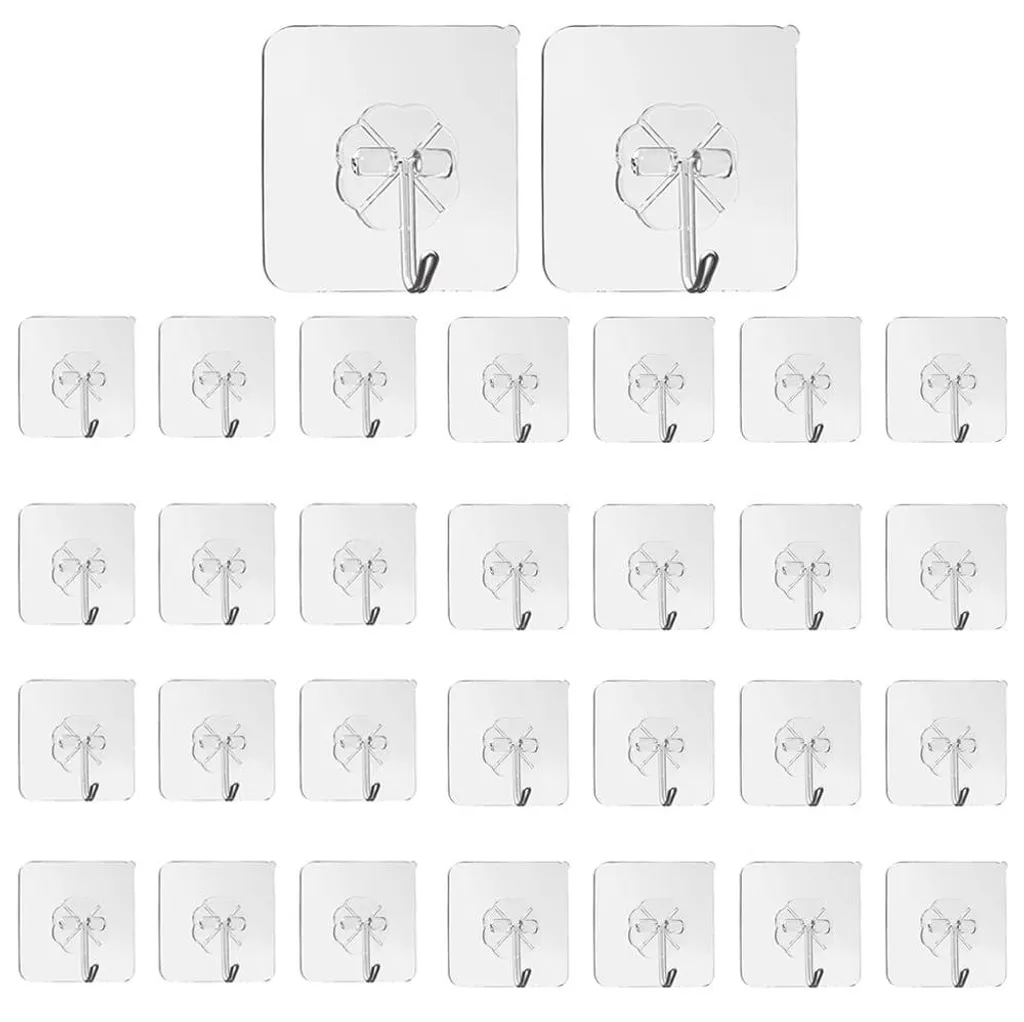 Fixation murale sans trou lot de 30 - Crochets adhésifs 15kg tout support